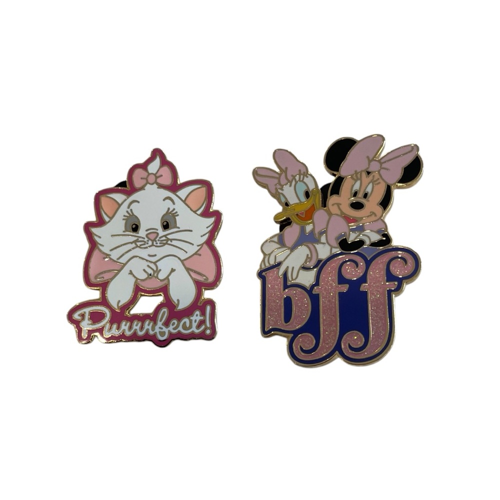 Disney Pins Set of 2 Aristocats Purrrfect and Minnie and Daffy Duck BFF EUC
